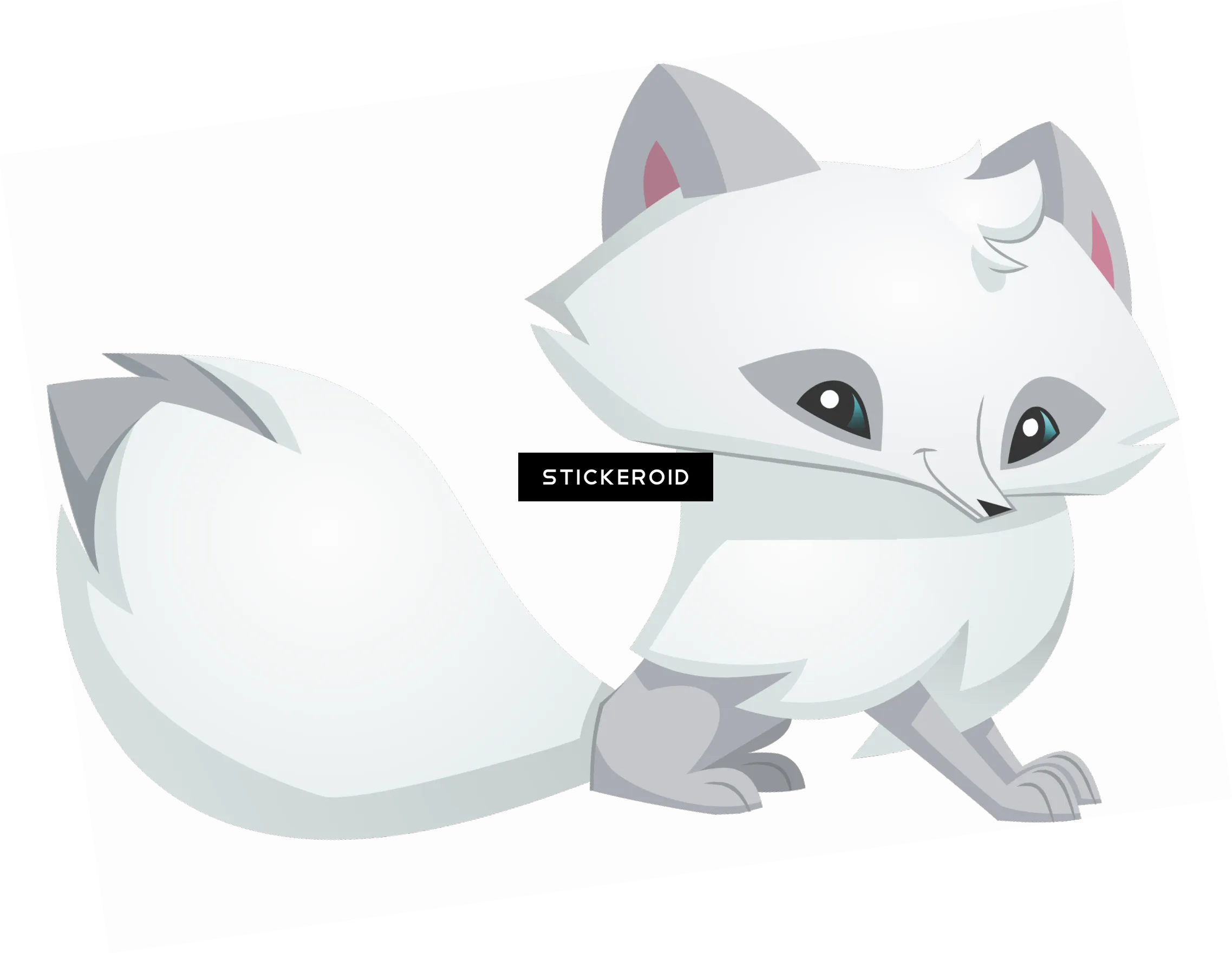Arctic fox resting under a tree, tranquil nature setting png